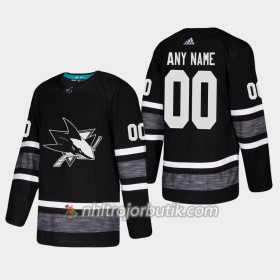 Män Ishockey San Jose Sharks tröja med eget tryck Svart 2019 All-Star Adidas Authentic